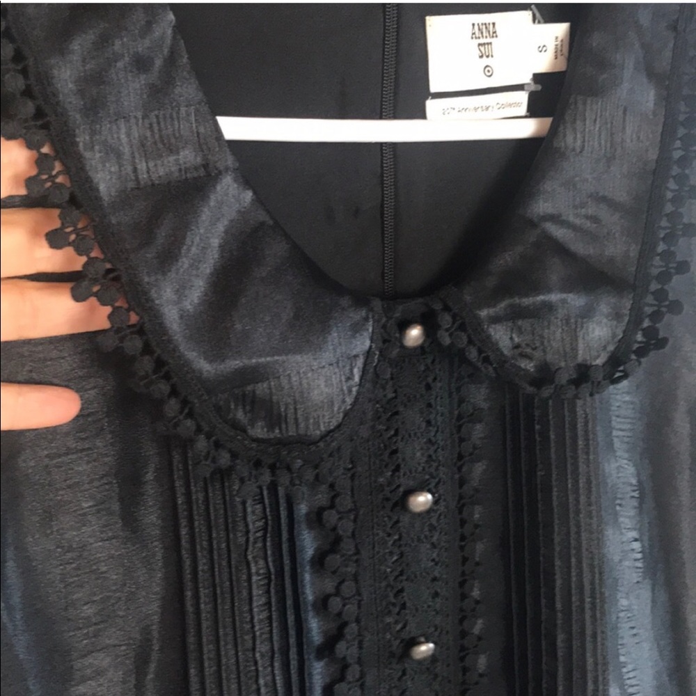 Anna Sui Shirt Dress Target Sleeveless Scoop Neck Collar Drop Waist Belted Mini - Picture 14 of 16